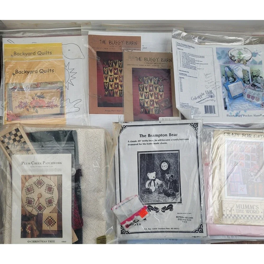 HUGE Lot of 118 Smocking/sewing/cross-stitch patterns, kits. + mats, CUT & UNCUT